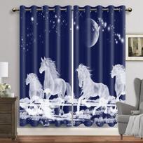 Horse Blackout Curtains For Bedroom Living Room High Shading Animal Drapes Window Home Decor New Pattern W50xH130(CM)x2PCS-Rod pocket white
