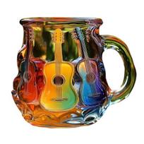 Gitara meno puodelis 11oz Muzikinis kavos puodelis 3D gitara formos stiklinis puodelis Dažyta kolekcija Dovana muzikos mylėtojams A black