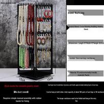 Rotating Earring & Necklace Display Rack with Dustproof Large Capacity black