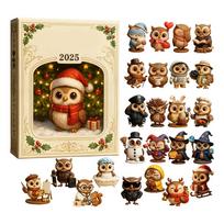 Owl Christmas Advent Calendar 2D Acrylic Animal Ornaments 24 Days Countdown Calendar Home Holiday Decor Tree Wall Hanging Gift A
