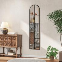 Didelis sieninis arba grindų veidrodis 40 x 160 cm, arkos formos langas su metaliniu rėmu, atsparus šukėms plėvelė, juodas 40 x 2.1 x 160 cm