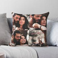Can Yaman Square Pillowcase Polyester Linen Velvet Pattern Zip Decor Home Cushion Cover Wholesale 45x45 30X30CM black