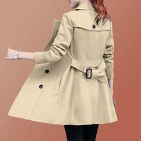 Trench Coat Midi Length Fashion Korean Elegant Khaki Black Loose Women's Windbreaker Coat Casual Double Breasted Tops S chaki