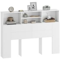 Laisvai pastatomas galvūgalis su laikymo vietomis, lovos aksesuaras 4 atviros lentynos, 140 x 19 x 103,5 cm, Baltas 140 x 19 x 103.5 cm