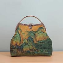 Rankų darbo kutais ir kriauklių užsegimu rankinė-tote krepšys, vintažinė gamtos žalios spalvos rankinė su kutų dekoracija, motinos dovana 23CMX18CMX8CM brown