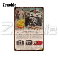Vintage Metal Plate Camera Metal Sign Iron Painting Camera and Film Metal Poster Tin Plaque Wall Stickers for Photo Studio Decor 20x30cm