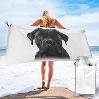 Black cane corso Italian Mastiff Beach Towel Soft Microfiber Quick Dry Absorbent Quick Towels For Bath W40*H60(CM) black