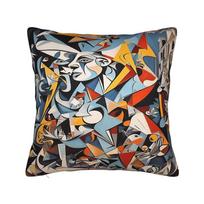 Pablo Picasso Art Pillow Case Spanish Artist Comfy Pillow Cover Retro Trendy Cushion Cover For Sofa Home Decoration Peach skin 18*18(CM)-1Pcs gray