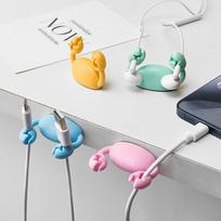 5pcs Cartoon Cable Organizer, Mobile Phone Charging Cable Data Cable Organizer, Fastener Storage Bundle Hub Buckle, Organizer gray