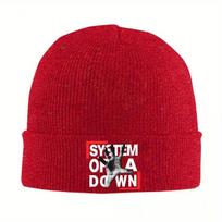 new System Of A Down SOAD EAGLES OVERCOME ROCK METAL MUSIC Knitted Hat Beanies Winter Hats Warm Street Caps for Unisex Women G red