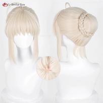 Saber Altria Pendragon Cosplay Wig Golden Yellow/Light Gold Wigs For Women Fate Cosplay Anime Wig Heat Resistant Synthetic Hair (as the picture,One Size) white