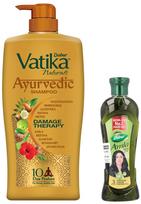 Dabur Vatika Ayurvedic Shampoo - 1L & Dabur Amla Hair Oil - 180 ml orange