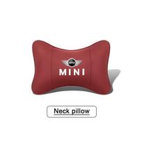 Car Neck Pillow Auto Emblem Headrest Accessories For MINI WORKS Cooper R56 F56 R50 JCW Cabrio Aceman Countryman Clubman Roadster  rdxzk11 raudona