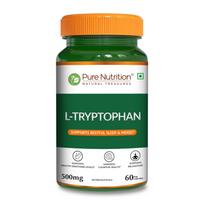 Pure Nutrition L-Tryptophan 500mg, 60 Veg Capsules | Supports Relaxation, Stress Relief, Sleep Quality & Mood Balance | Natural Amino Acid Suppl