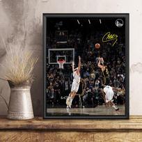 Stephen Curry Autographed Framed Poster gray