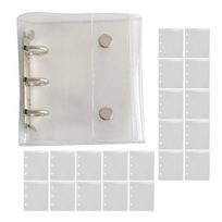 A8 Mini Binder Notebook 3-Ring PVC Clear Cover with Colorful Inserts Scrapbook Closure Photo white