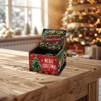Christmas Music Box Decor Table Centerpiecec Collection Mini Ornament Hand Crank Tune Style A black