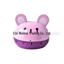 Magnetic Mechanical Kitchen Timer, Battery-Free Rotary Design, Cute for Baking, In Stock pink