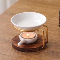 Wooden Base Aromatherapy Stove Metal Aromas Diffuser Multi-functional Wax Melt Warmer  Home Use 02