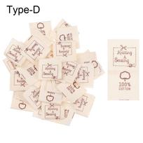 50Pcs Cloth Labels Handmade Label Fold Tags Sheep Heart Pattern Hand Made Label For Knitted Hats Printed Sewing Accessories white