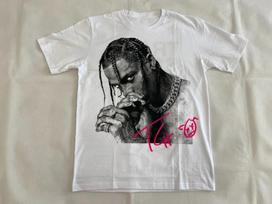 Vtg TRAVIS SCOTT Signature Heavy Cotton White Full Size For Men Shirt KN051 S