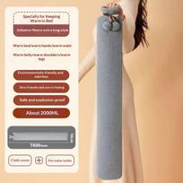 76X11Cm Extra Long Hot Water Bottles Bag Pink Gray Removable Cover Extra Long Rubber Hot Water Bottle Waist Hand Foot Warmer pilka spalva