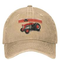 Tractor Agriculture Logo Washed Baseball Cap Massey Ferguson Street Style Hip Hop Dad Hats Summer Unisex Men Gym Snapback Cap One Size beige
