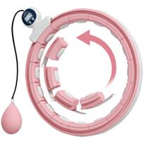 Smart Weighted Hula Hoop, Massage Hula Ring w/ 16 Detachable Knots, 360 degrees Auto-Rotating Ball, Digital Counter, Pink 44.3 x 44.3 x 4.5 cm