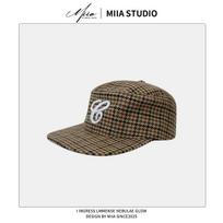 Korean Retro Flat-Top Leopard Print Plaid Baseball Cap Women'S Spring  Autumn Peaked Cap Men'S Sun Hat  K-Pop Girl Groups Cap 55-59cm gray