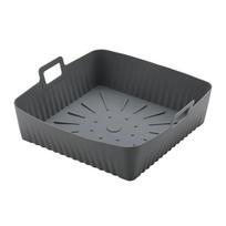 9 colių silikoniniai oro keptuvės įklotai Cosori/Ninja 6-8QT - 23 cm kvadratiniai daugkartiniai kepimo skardos įklotai, be aliejaus ir tinkami plauti indaplovėje pilka spalva