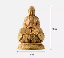 Cypress Wood Carving sitting Statue, The Buddha Buddha's Home Furnishings, Automobile Buddha Statue šviesiai pilka spalva