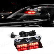 LED Car Strobe Light For Emergency Flash Warning Lamp Windshield Bar 8 Beads Red Blue Amber White Waterproof Auto Light Assembly gray