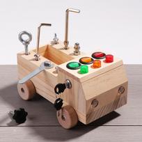 Medinė Montessori užimta lenta Sensoriniai žaislai Jungiklio valdymo dėžutė LED šviesos Įrankių vežimėlis Varžtų žaidimas Ankstyvojo mokymosi žaislas 2-4 metų vaikams