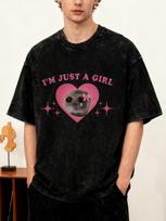 Sad Hamster Meme I'M Just A Girl unisex T-Shirts for Men And Women, Harajuku Aesthetic Style, Vintage Unisex Streetwear Tops Available in 6 Sizes, Fea S įvairiaspalvis