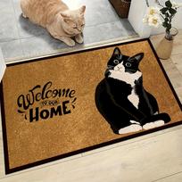 VIKAMA Cartoon Black Cat Pattern Welcome Mat Outdoor Carpet Doormat Rug For Bedroom Living Room Carpet Washable Home Decoration 40X60CM brown