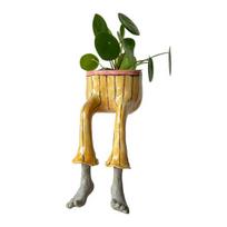 Minimalistinis dervos vazonas Mielas kojytėtas vazonas, Sėdintis žmogus su kojomis, Lentynos sėdėtojas Meno sodininkystės dovana Vazonas sukulentams kaktusams gray