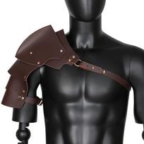Gobtuvas Gotinis Peties Šarvas Juoda PU Oda Viduramžių Vikingų Sargybinių Odinis Diržas Vikingų Cosplay Brown right shoulder gray
