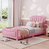 Vaikų lova minkšta lova 90*200cm miegamoji sofa-lova rėmas flanelė daugiafunkcinė minkšta lova su atlošu porankiu tėvų ir vaikų jaunimo svečių lova rožinė 204 x 147 x 60 cm rožinė