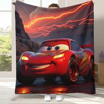 Cartoon Cars Lightning McQueen Flannel Blanket,Ultra Soft Warm Plush Throw for Home Bedroom Bed Sofa Cover Office Camping gift 75x90cm red