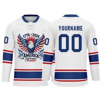 Customizable Hockey Jersey for Adults and Kids Personalized Team Name Number Camouflage Style Long Sleeve Sportswear One Size blue