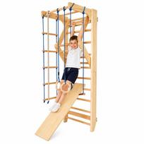 Medinės vaikiškos kopetėlės su virvėmis, čiuožykla ir sūpynėmis, 220 cm