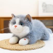 Imitacinė skudurinė katės lėlė skleis garsą, katės lėlė, naminis gyvūnėlis, kačiukas, pliušinis žaislas, lydės, ramins vaikus, pagalvė. 40cm