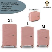 Kelioninis rinkinys: 3 kieti lagaminai XL/L/M + kosmetinė, TSA, 4 ratukai