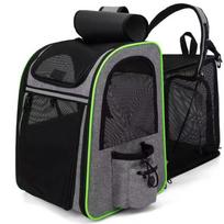 Pet Backpack Portable Breathable Outdoor Foldable Expandable Cat & Dog Backpack Large Capacity Oxford Cloth Cat Carrying Bag žalia