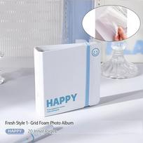 Mini 3 Ring Photo Album Kpop Photocard Holder Book Clear Binder Pockets Cartoon Polaroid Collecting Album 1mini folder+20inner page mėlyna