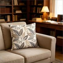 Neutral Botanical Leaf Print Pillow Cover, Modern Boho Grey Beige Leaf Pattern Cushion Case For Sofa Bedroom Home Decor 30X30CM
