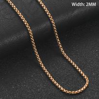 2/3/4/5mm Klasikinė vyriška nerūdijančio plieno Rolo kvadratinės dėžutės grandinėlės karoliai vyrams, moterims, rožinio aukso padengta chokerio metalo papuošalas 20CM Bracelet black