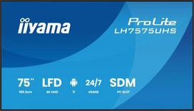 Iiyama ProLite LH7575UHS-B2AG 75-inch (190.5cm) 4K UHD Signage Monitor, DP/HDMI/RJ45