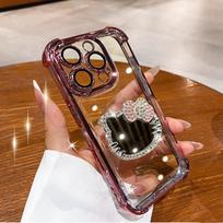 For VIVO V40 SE V50 Lite V25 Y39 Y38 Y33S Y36 Y28 Y27 Y19S Y22 Y21 Kitty Mirror Electroplate Shockproof Phone Case With Bracelet Vivo V25 5G black