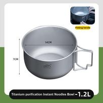 Titanium Alloy Camping Pot Foldable Portable Collapsible Soup Pot Backpacking Cooking Noodles Bowl Wilderness Survival black
